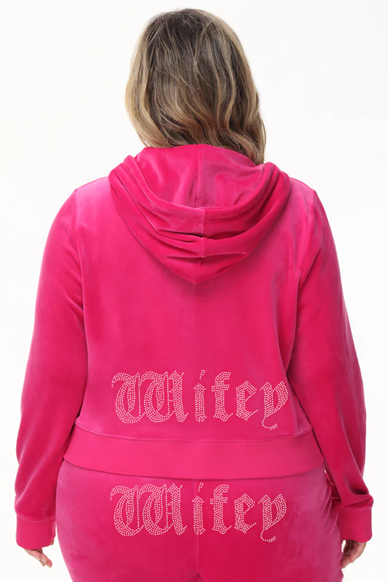 Wifey Customizable Big Bling Velour Hoodie