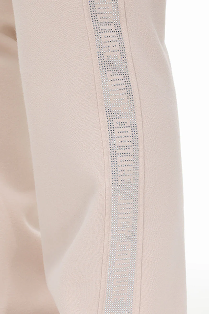 Plus-Size Wide Leg Fleece Pant With Side Bling