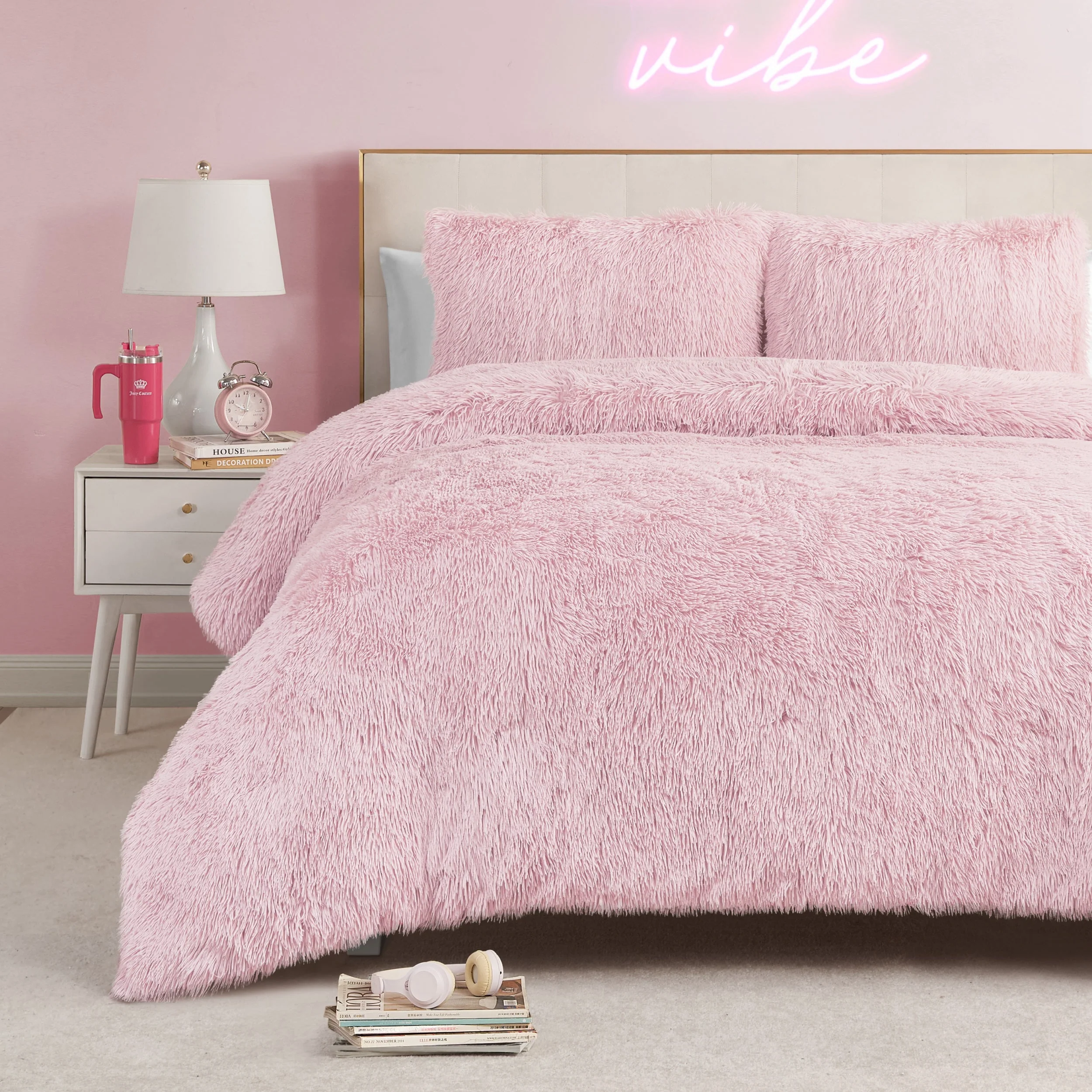 Shaggy Faux Fur Comforter Set