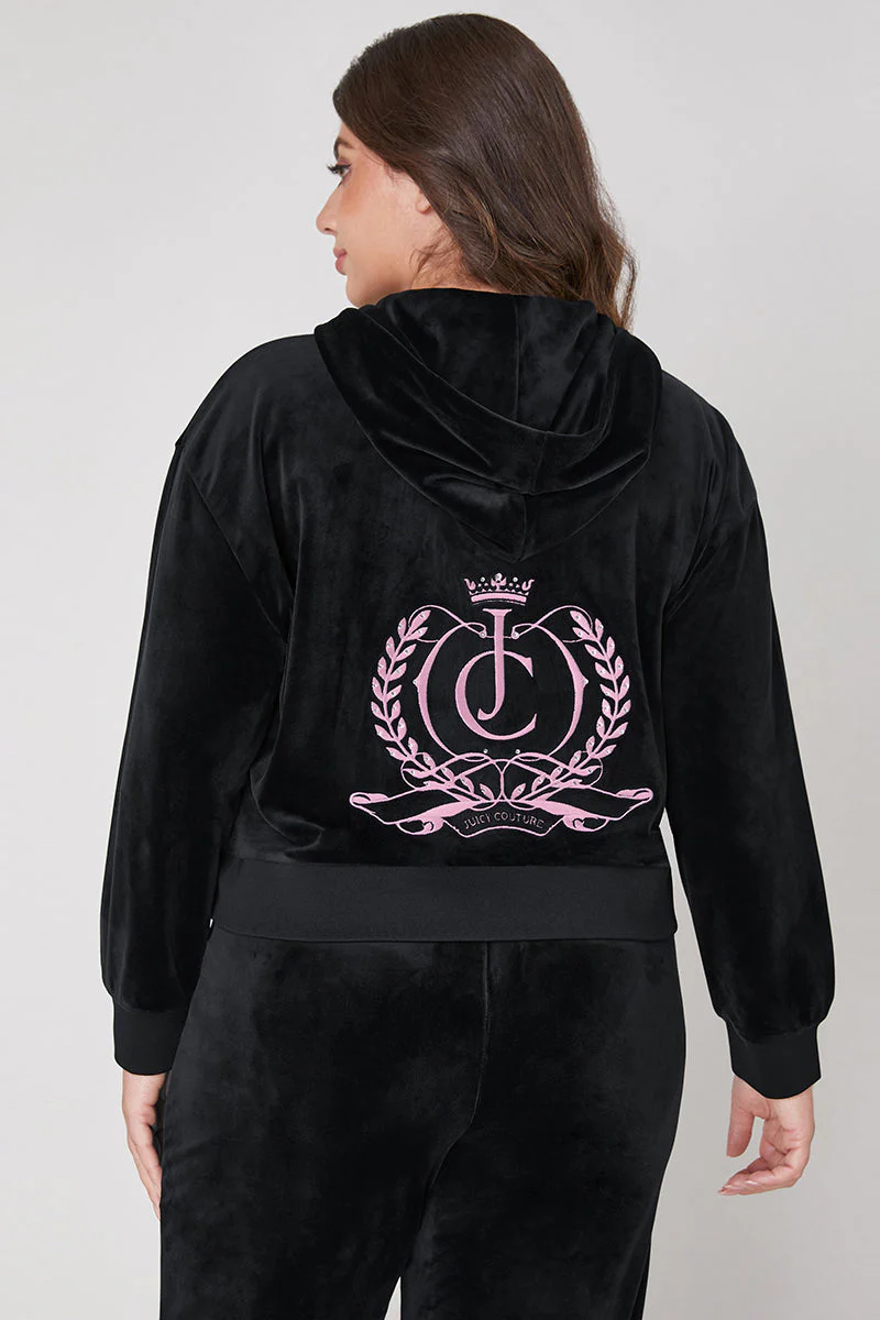 Plus-Size Relaxed Velour Zip Hoodie