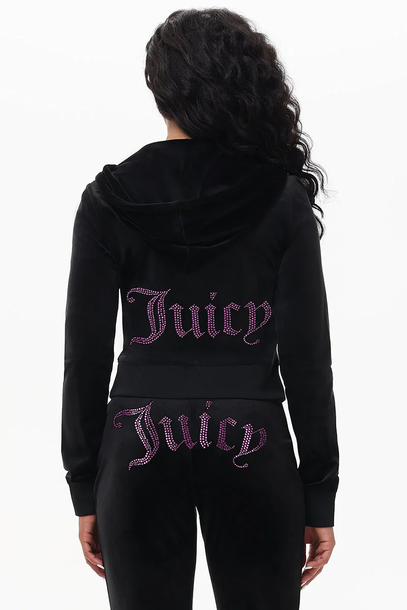 Technicolor Customizable Big Bling Velour Hoodie