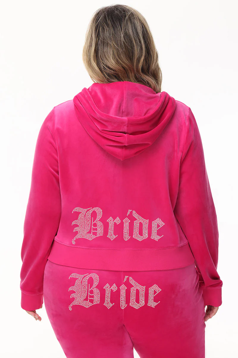 Bride Customizable Big Bling Velour Hoodie