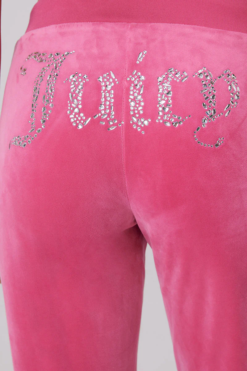 Long Length Angel Couture Big Bling Velour Track Pants