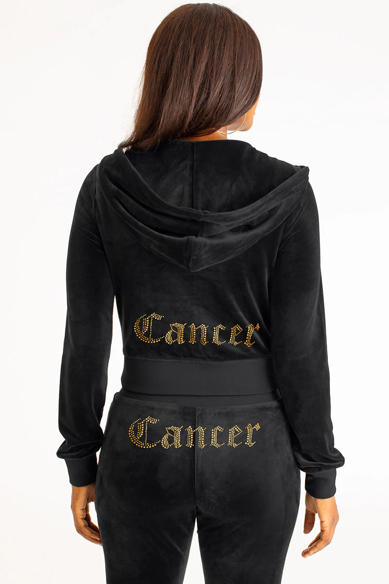 Cancer Customizable Big Bling Velour Hoodie