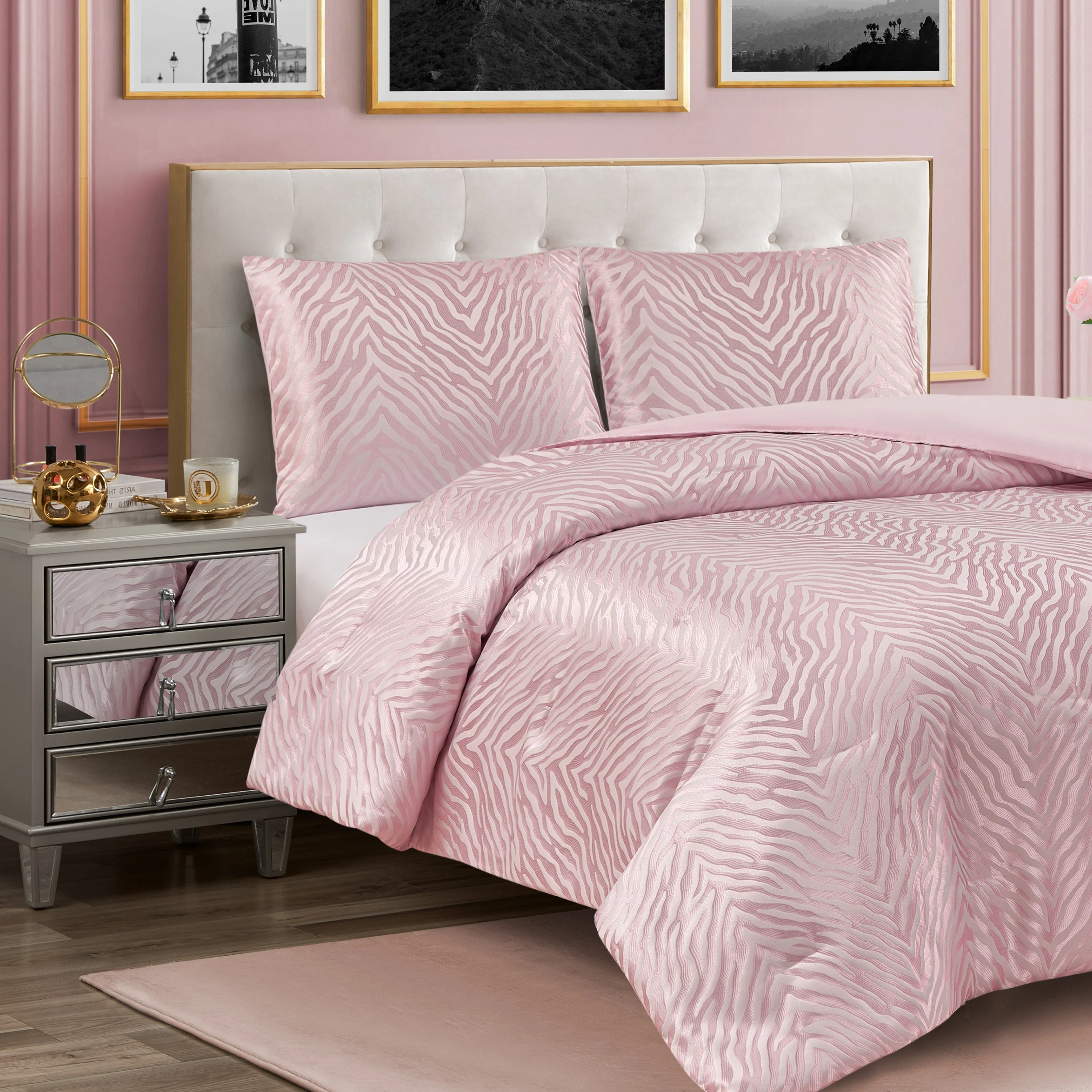 Sparkle Zebra Jacquard Comforter Set