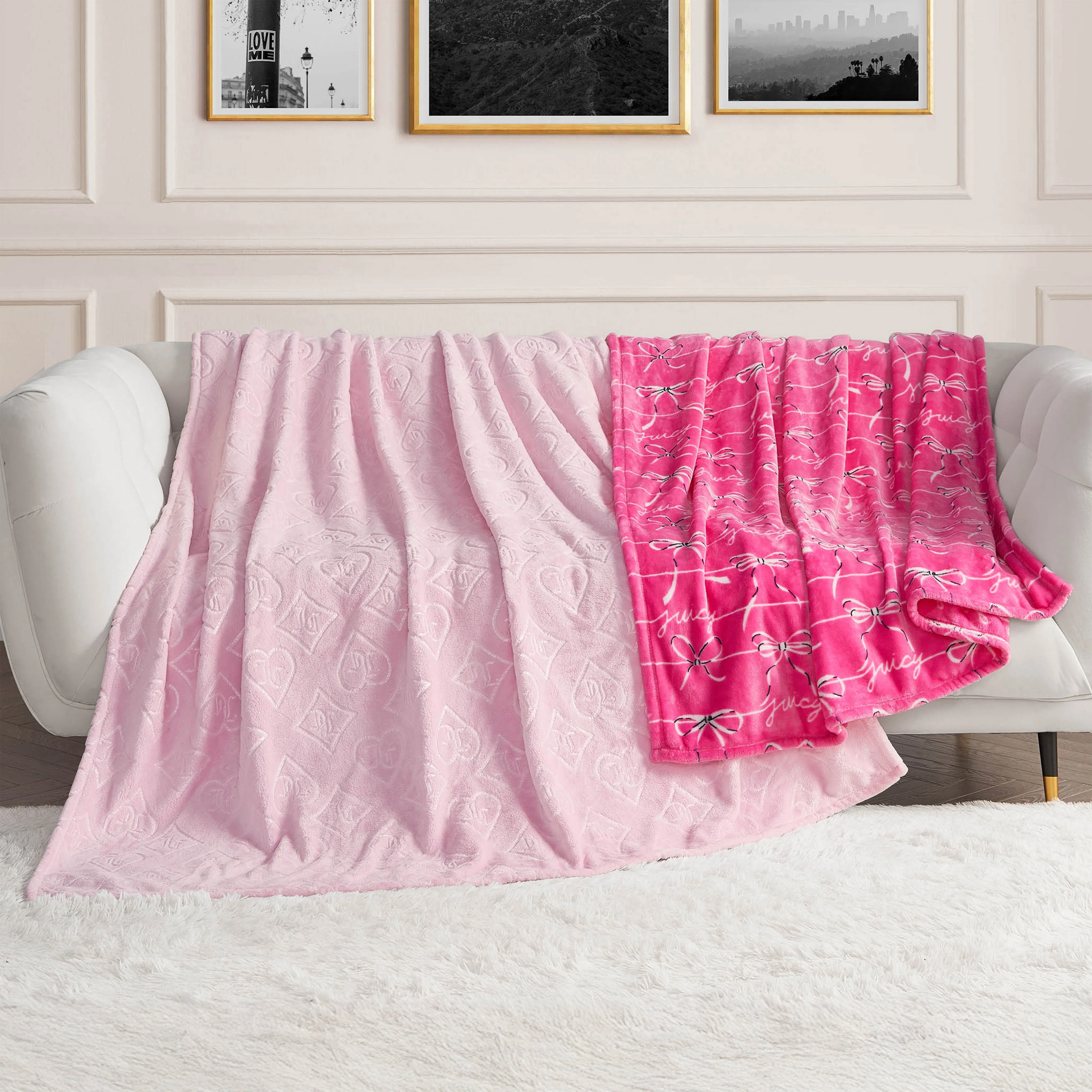 Plush 2-Piece Throw Blanket Set
