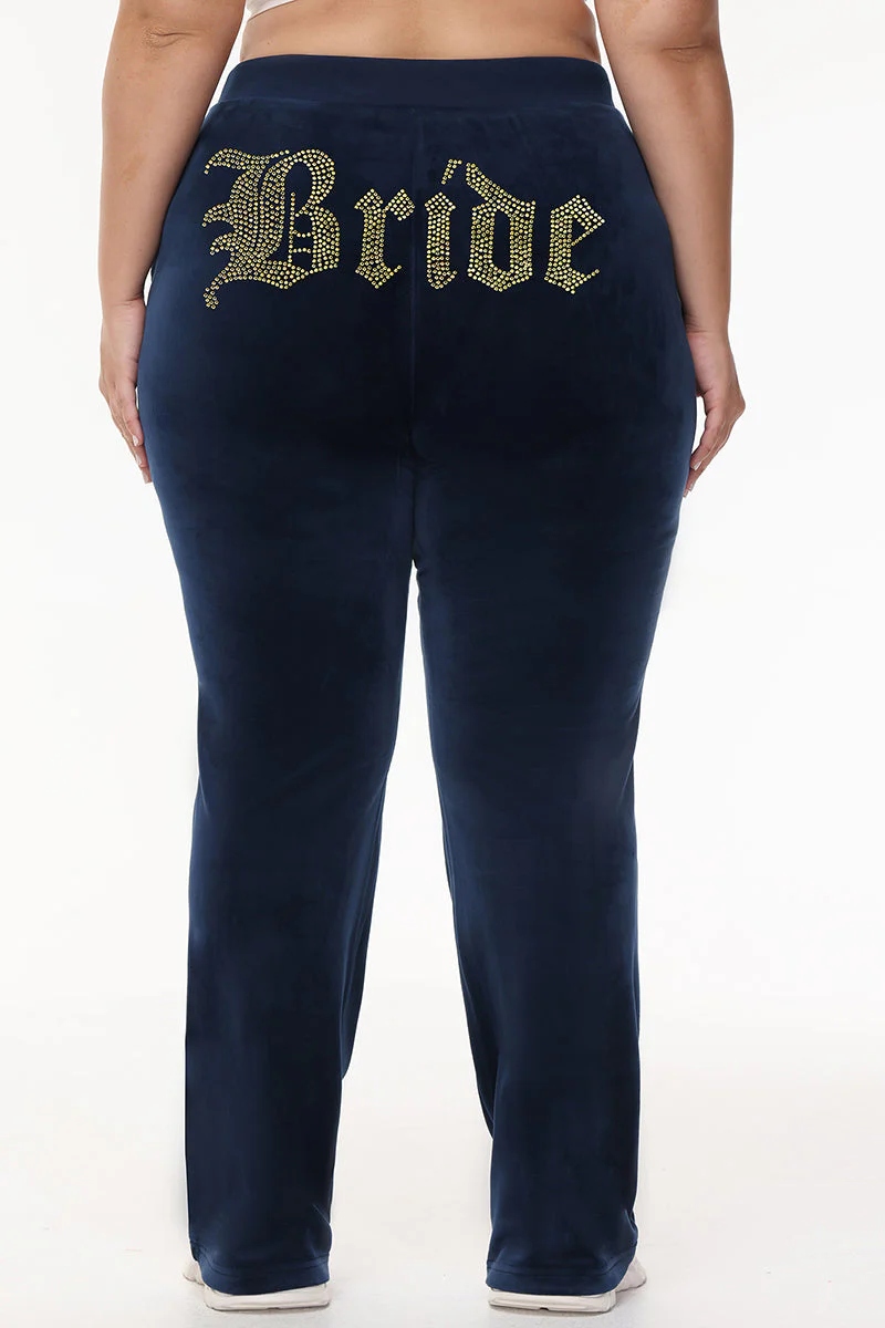 Bride Customizable Big Bling Velour Track Pants