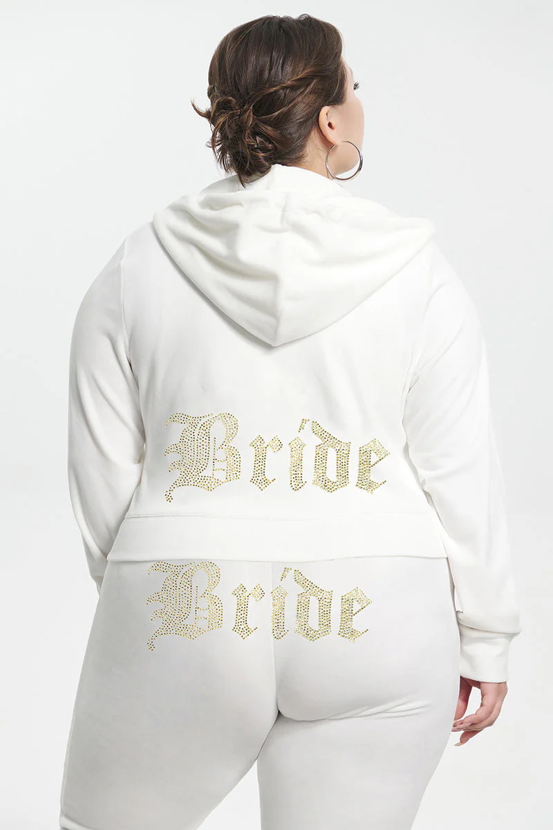 Bride Customizable Big Bling Velour Hoodie