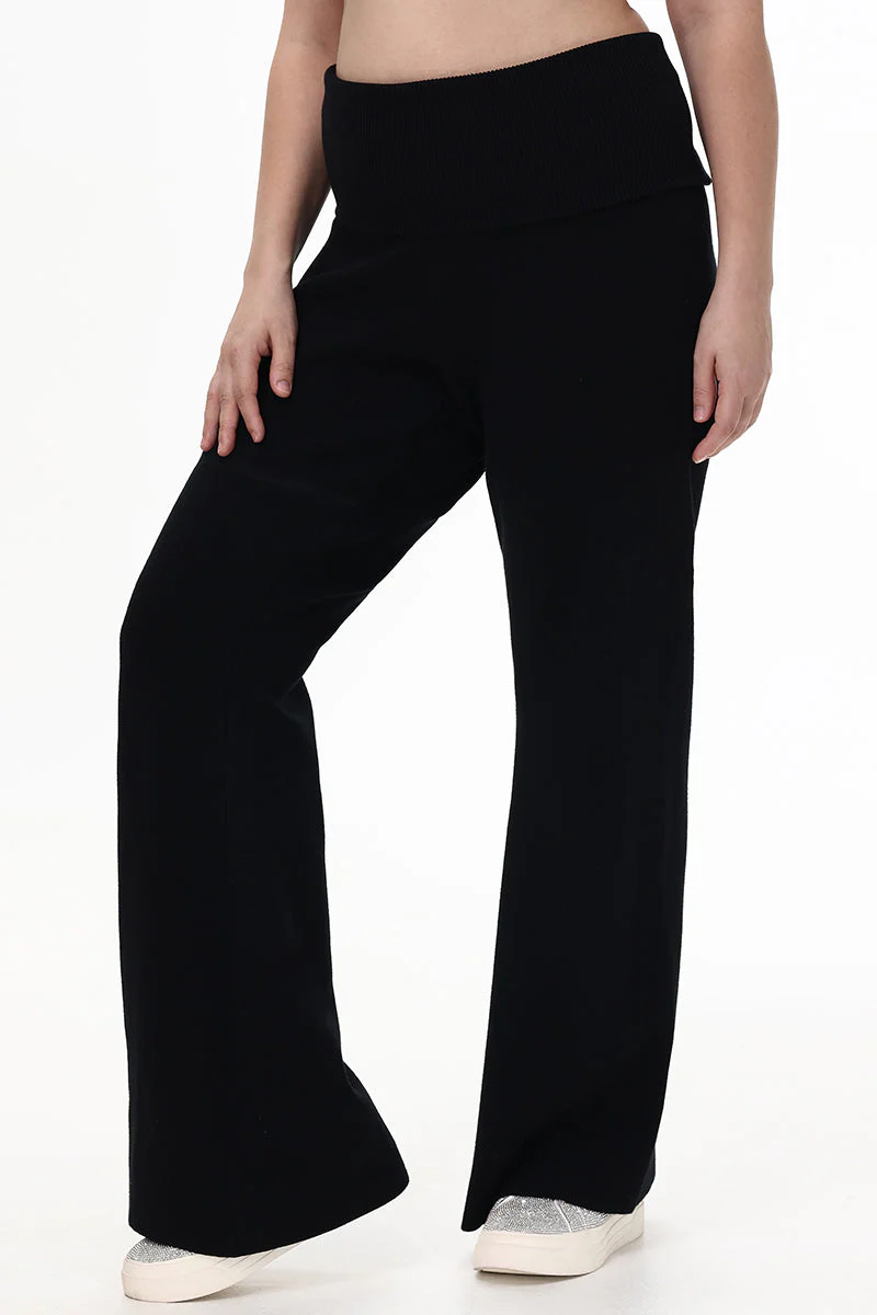 Plus-Size Low Rise Knit Flare Pants