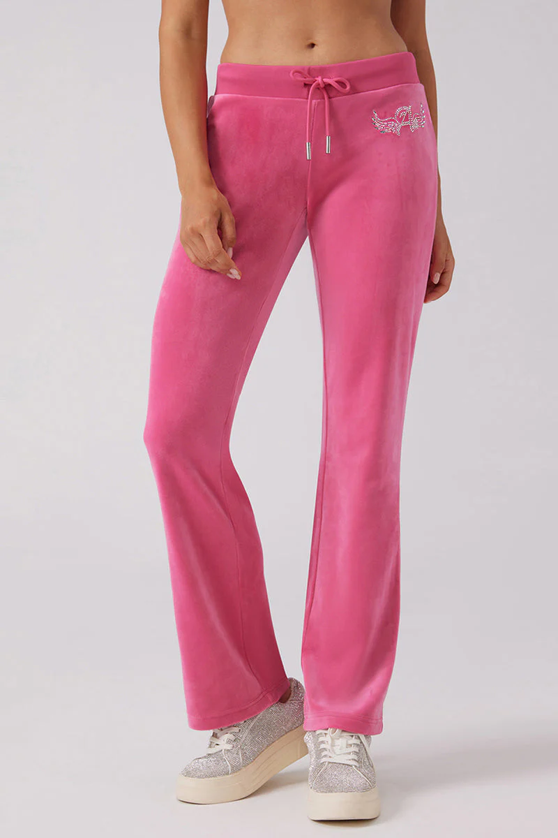Long Length Angel Couture Big Bling Velour Track Pants