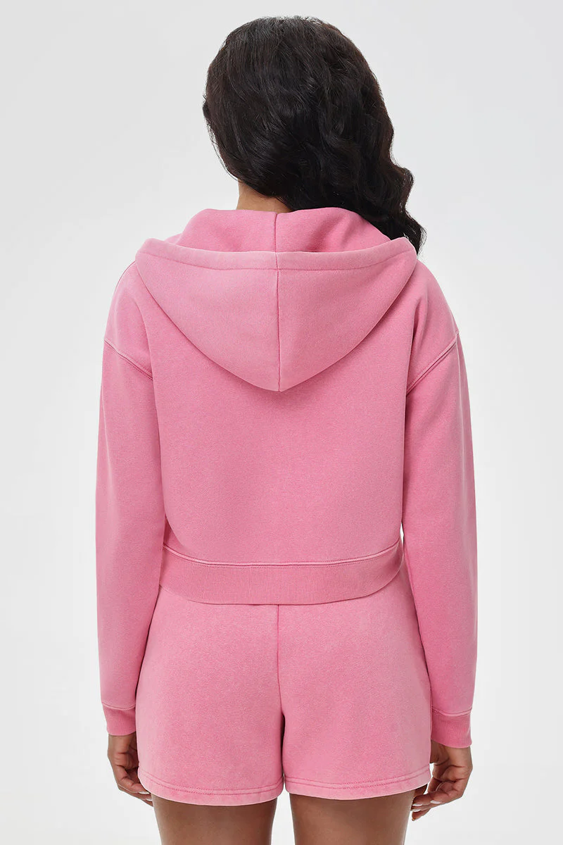Cropped Zip Front Hoodie