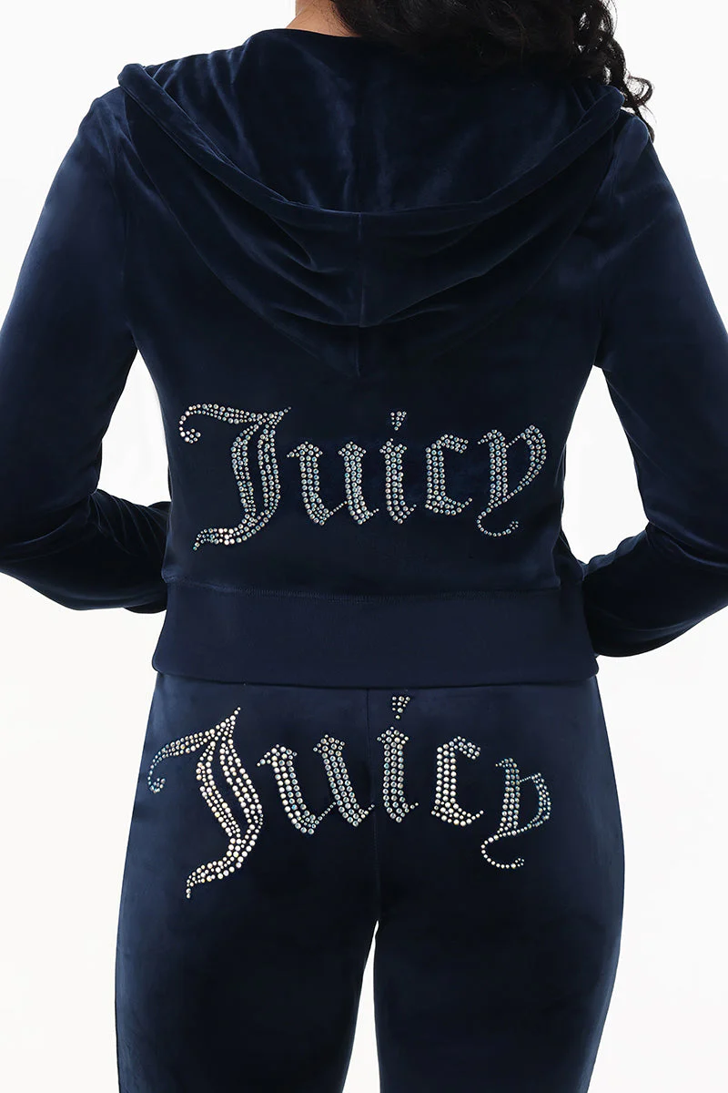 Technicolor Customizable Big Bling Velour Hoodie