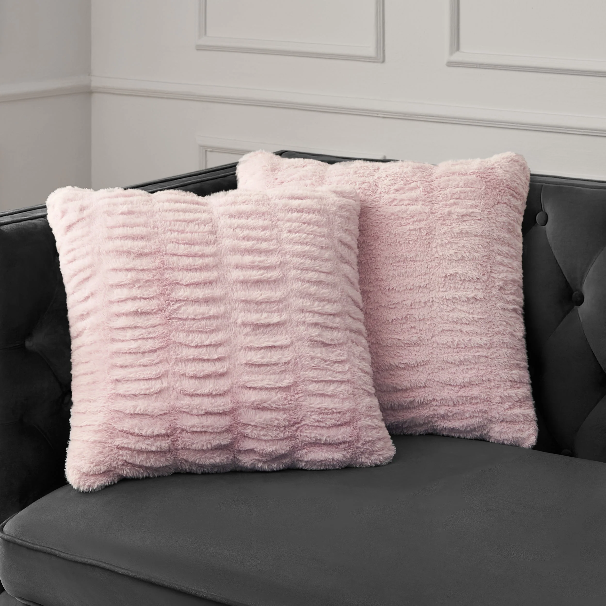 Pleated Faux Fur Decorative Pillow