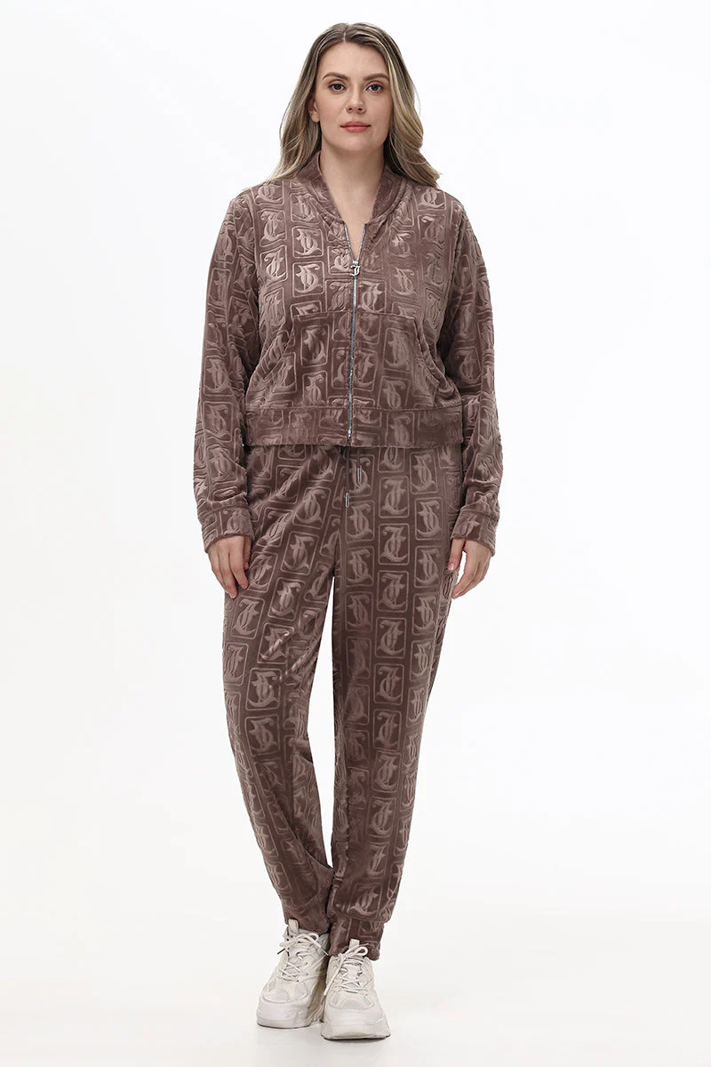 Plus-Size Big Bling Embossed Velour Jogger
