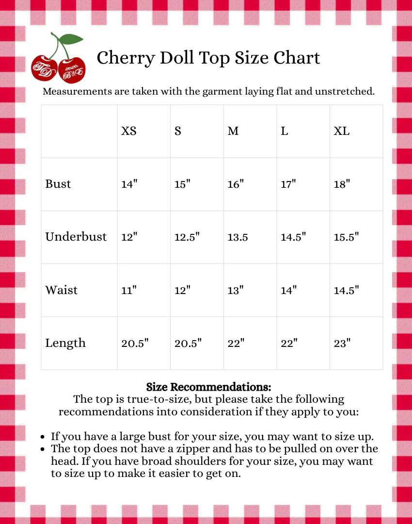 Cherry Doll Milkmaid Top + Micro Skirt Set