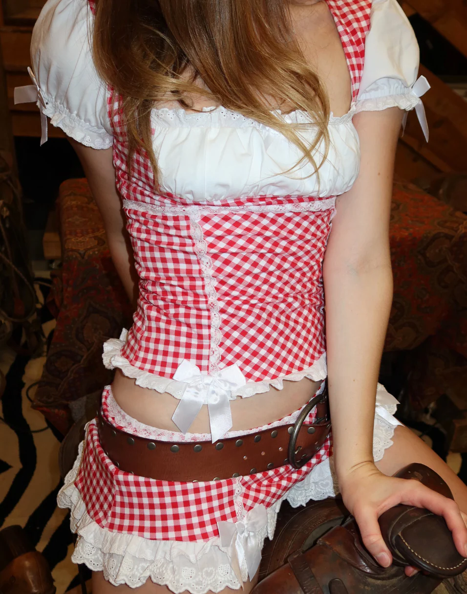 Cherry Doll Milkmaid Top + Micro Skirt Set