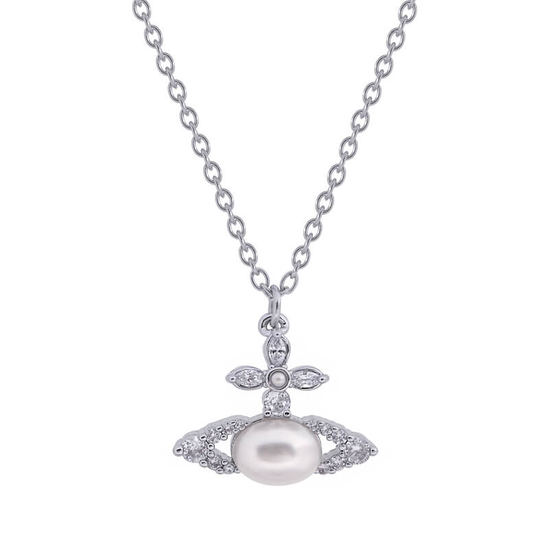 2 Colors ADA Oval Pearl Diamond Necklace