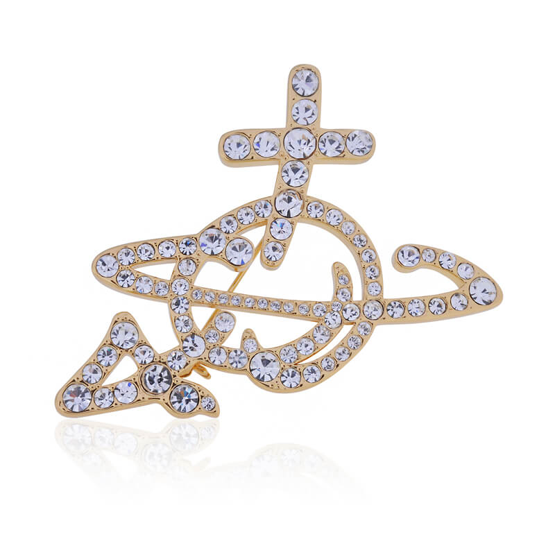 Full Diamond Saturn Line Brooch