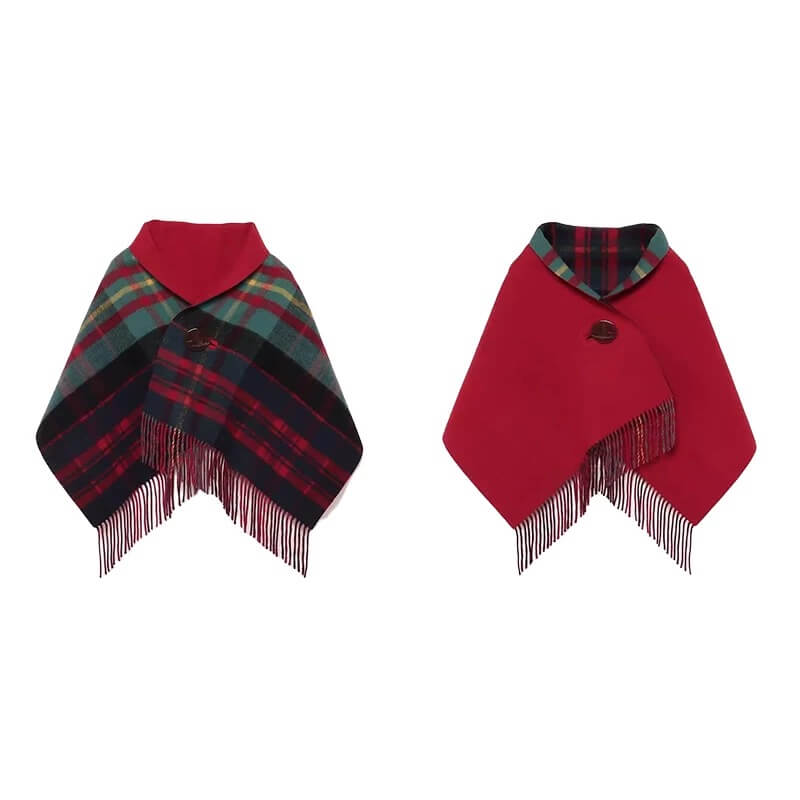 4 Colors Tartan Poncho