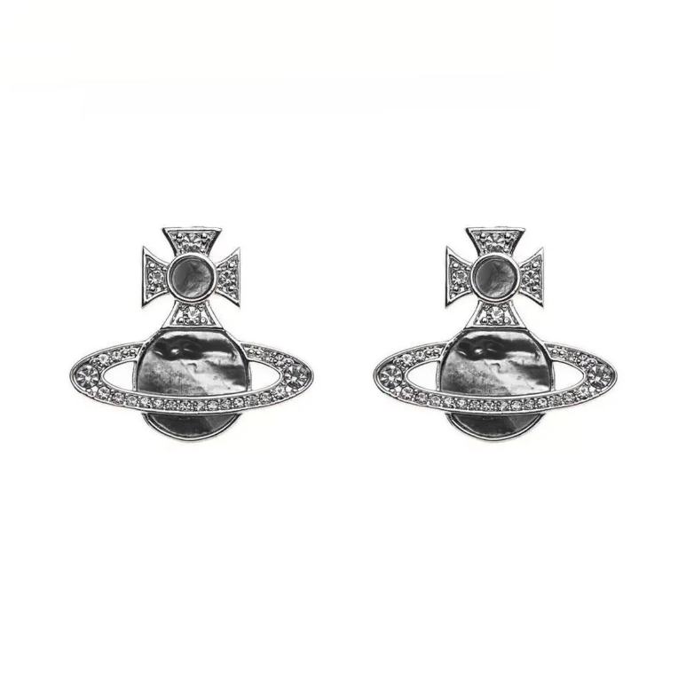 3 Colors RINA Diamond Shell Saturn Earrings