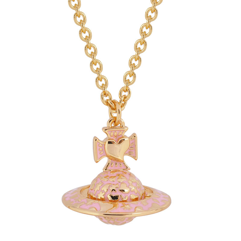 4 Colors Embossed Love Saturn Necklace