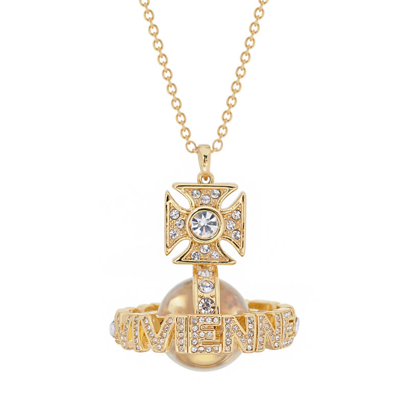 2 Colors PAISLEY ORB Letter Necklace