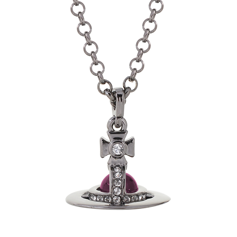 6mm/10mm/20mm/30mm ORB Classic Saturn Pendant Necklace Black Grape Purple