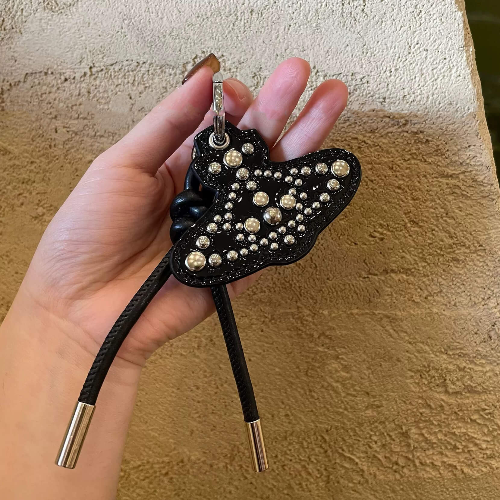Black Studded Saturn Bag Charm
