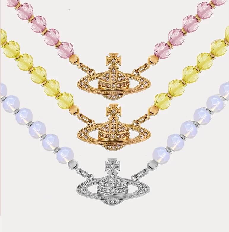 6 Colors Crystal Saturn Necklace