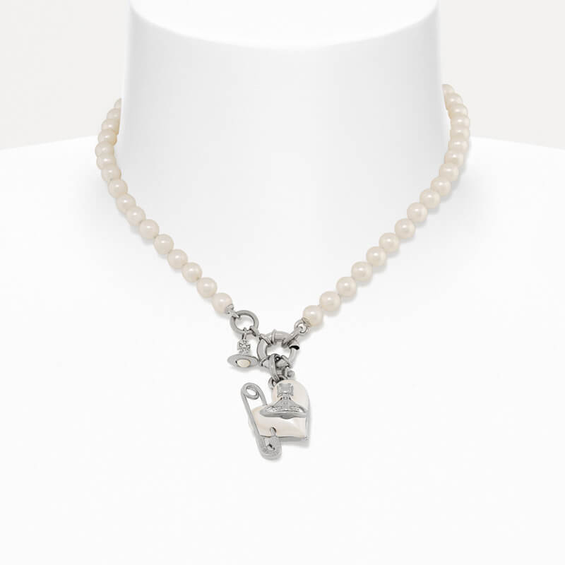 4 Colors ORIETTA Peach Heart Pearl Pin Necklace