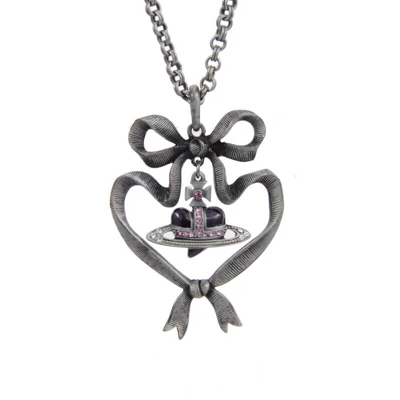 2 Size Ribbon Heart Necklace