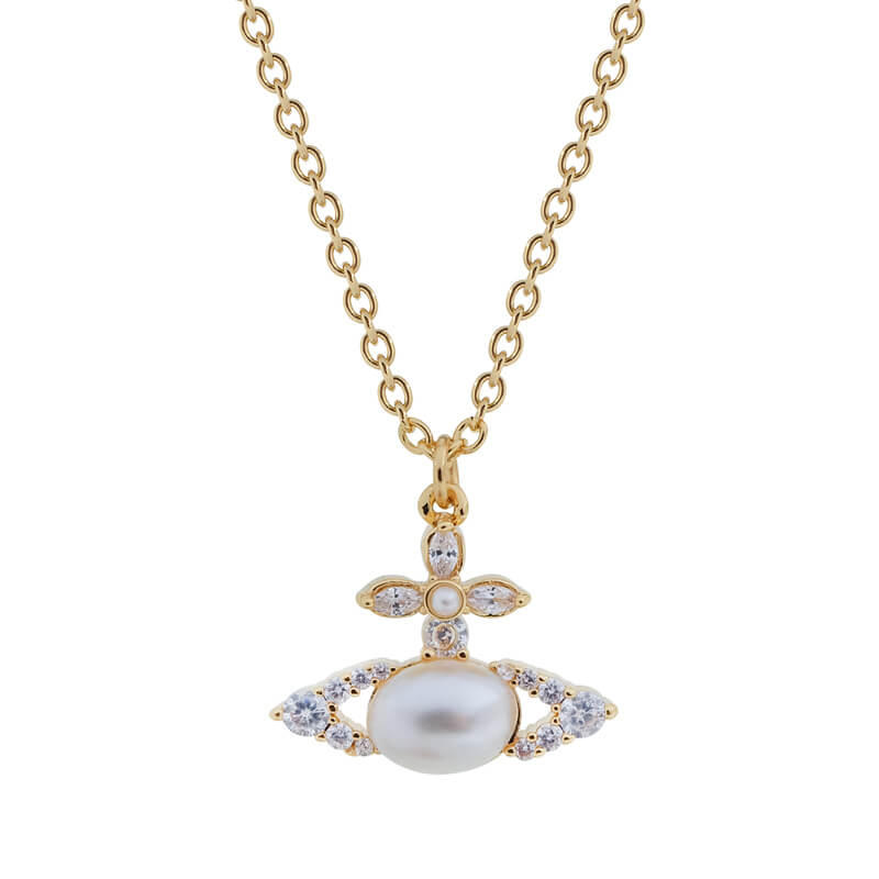 2 Colors ADA Oval Pearl Diamond Necklace
