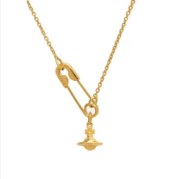 2 Colors Safety Pin Saturn Necklace