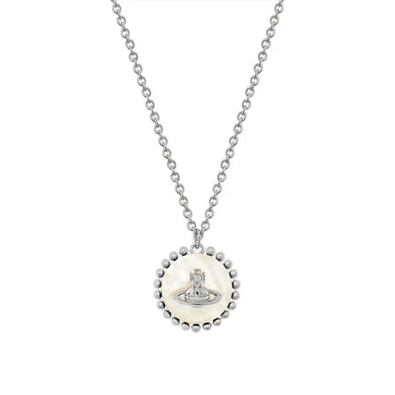 2 Colors NEYLA Round Pearl Saturn Necklace