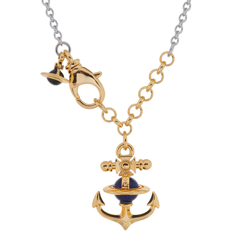 2 Colors FELICE Lapis Lazuli Anchor Necklace