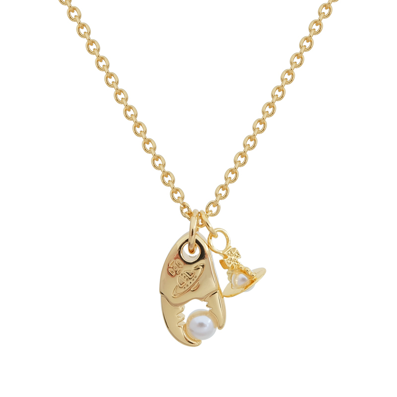 2 Colors FREDA Crab Pincer Pearl Necklace