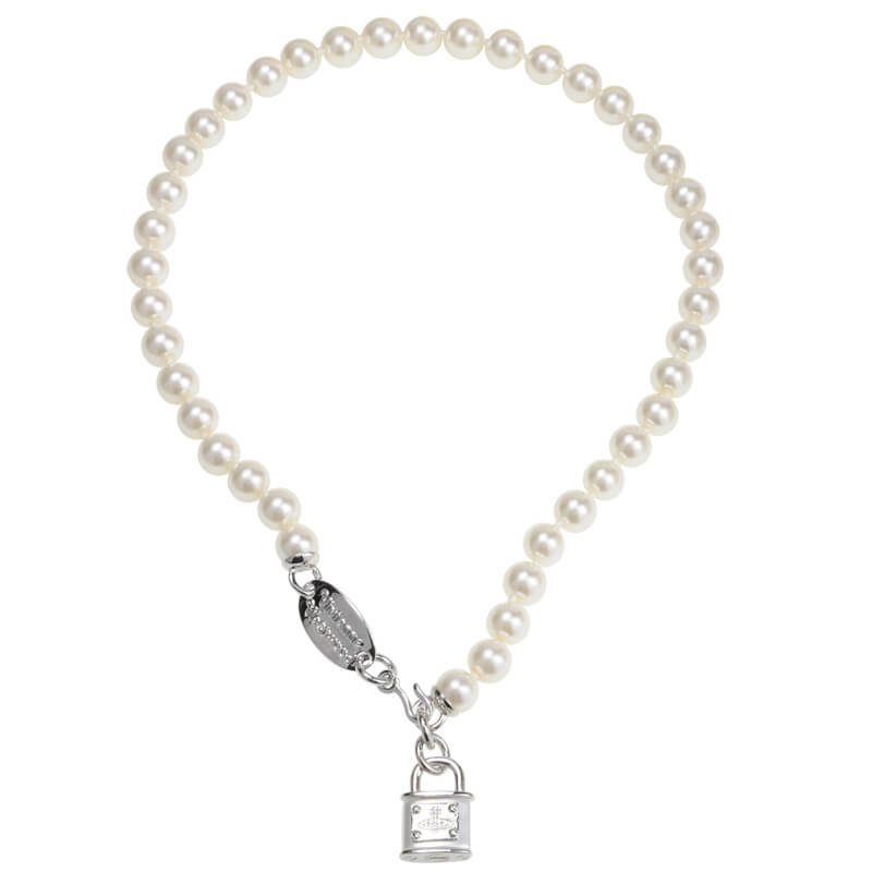 2 Colors Lock Pearl Necklace