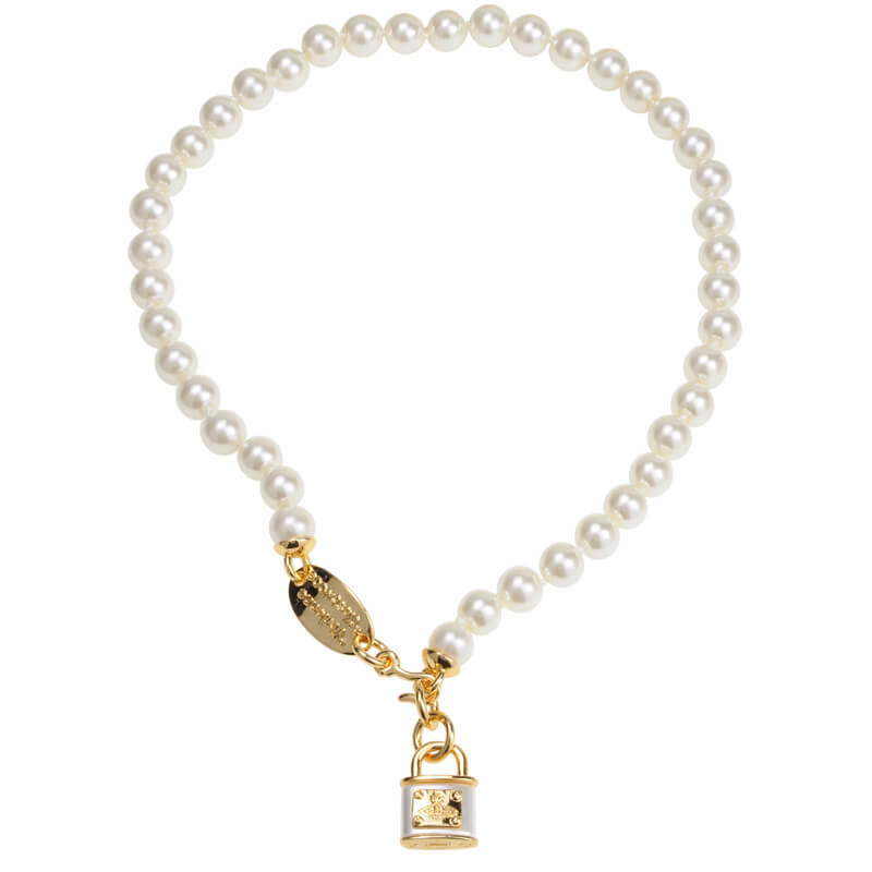 2 Colors Lock Pearl Necklace