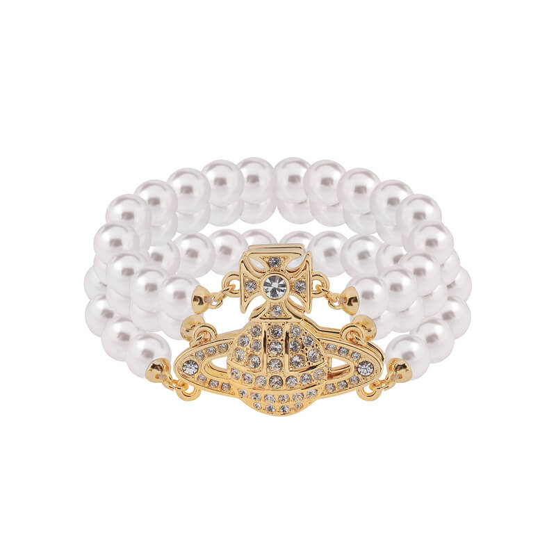 GRAZIELLA Suction Stone Triple Layer Pearl Bracelet