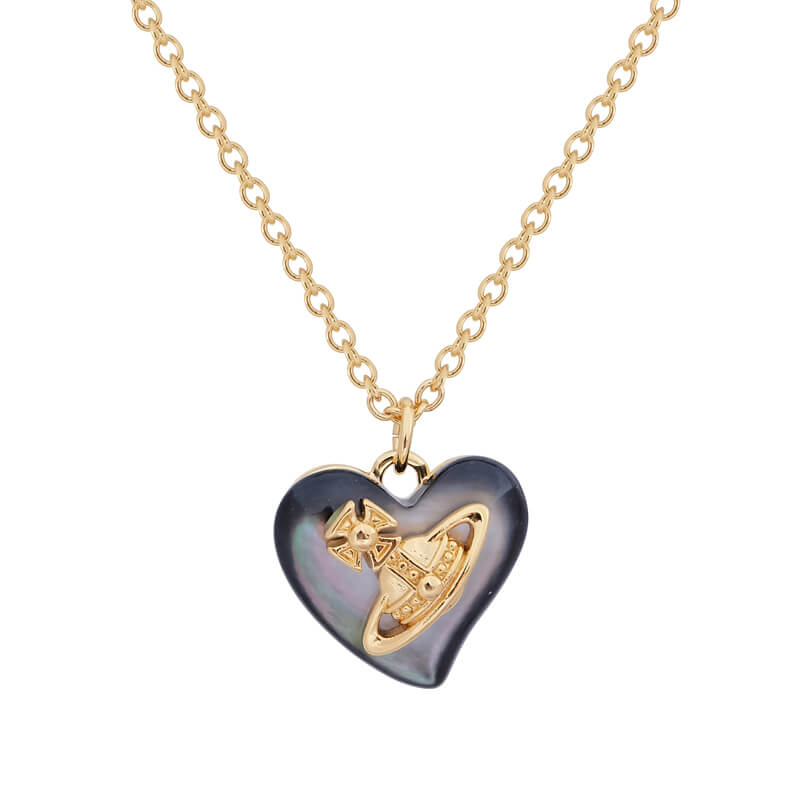 4 Colors Big Saturn Seashell Heart Necklace