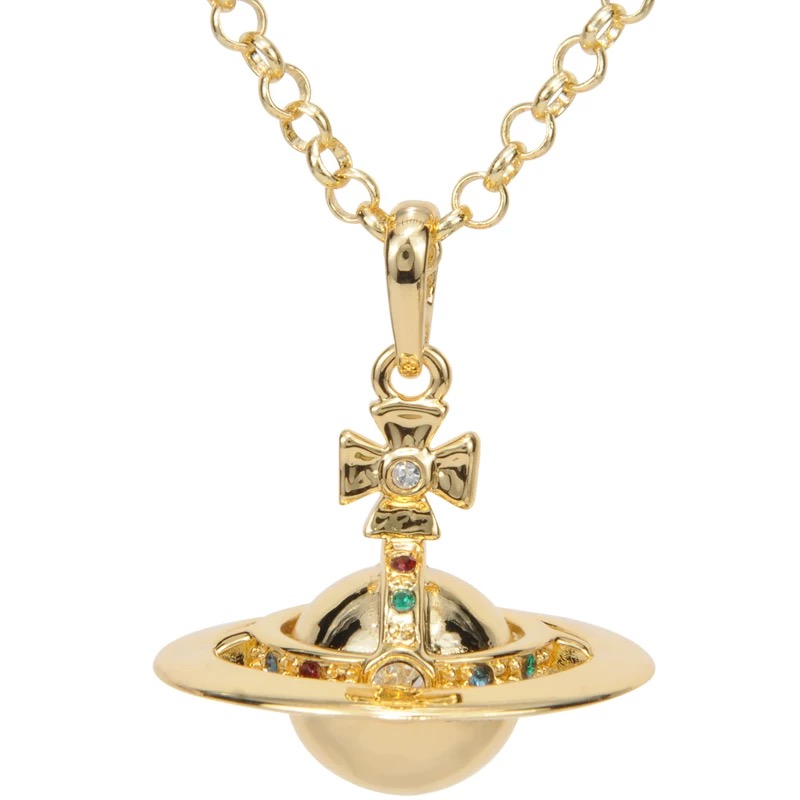 2 Colors Vintage ORB Openable Saturn Necklace