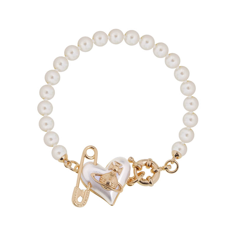 3 Colors ORIETTA Peach Heart Pearl Pin Bracelet