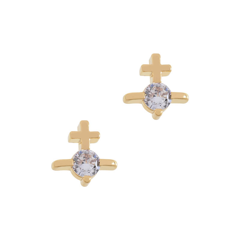 3 Colors HORTENSE Line Cross Solitaire Earrings