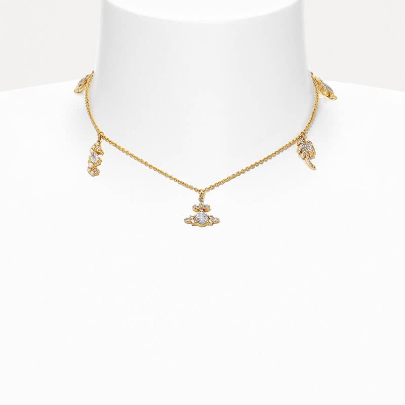 2 Colors NORENA Saturn Anchor Palms Necklace