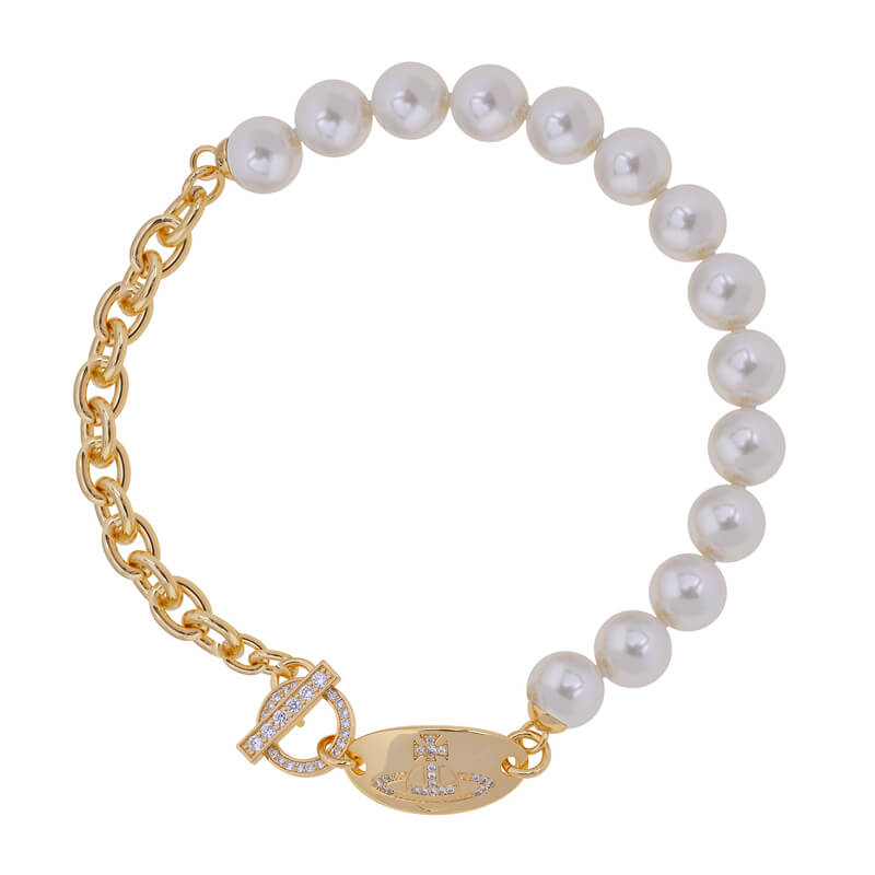 2 Colors Round Zirconia Pearls Necklace