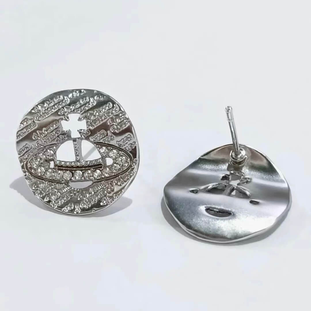 Curved Circle Cutout Saturn Earrings