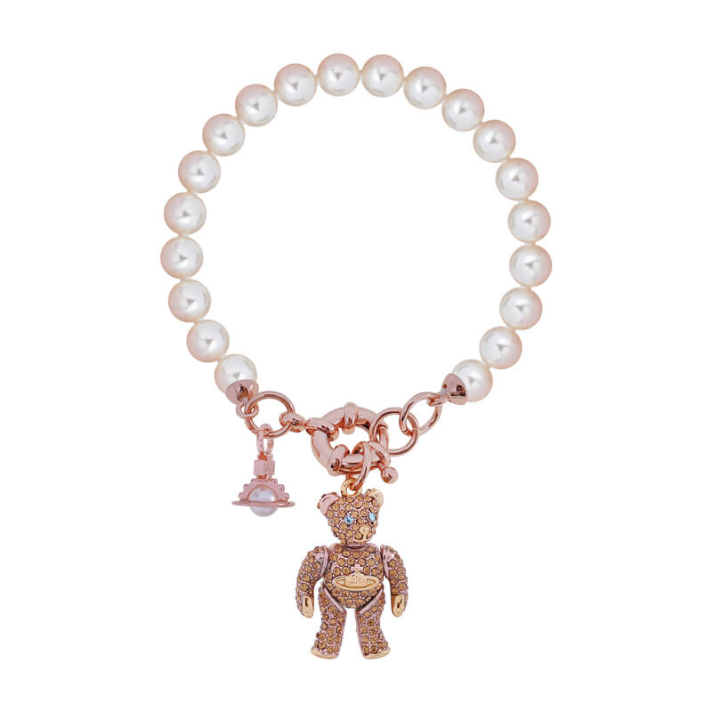 2 Colors TEDDY Cubic Movable Bear Pearl Bracelet