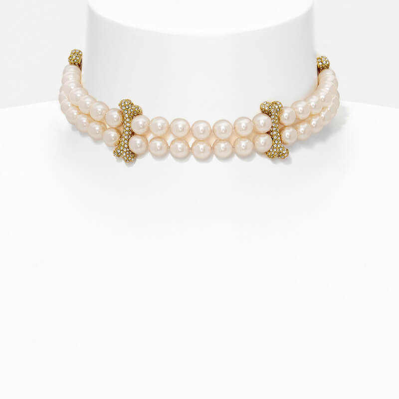 2 Colors FAUSTINE Bone Double Row Pearl Necklace