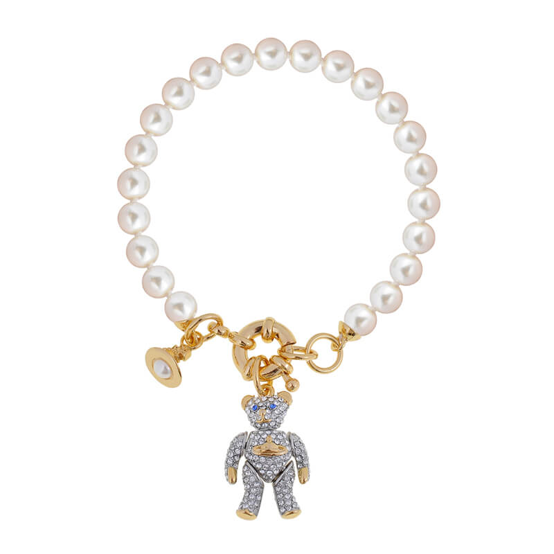 2 Colors TEDDY Cubic Movable Bear Pearl Bracelet