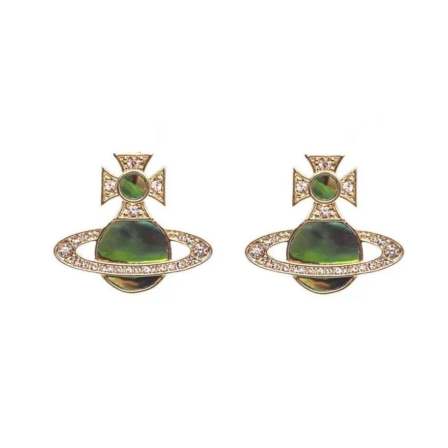 3 Colors RINA Diamond Shell Saturn Earrings